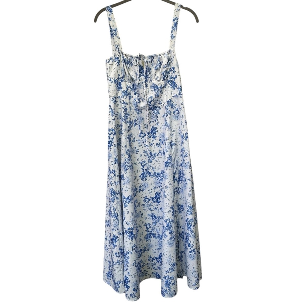 Floral Blue and White Milkmaid Dress size Small/Medium - Picture 2 of 9